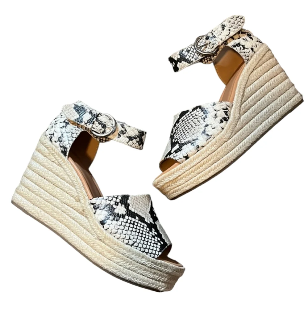 Nine West Adell Snake Espadrille Sandal Wedge Heel Size 9M